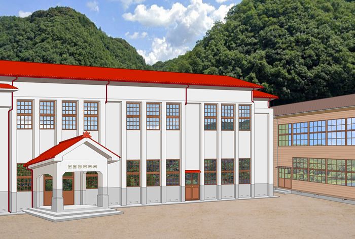 宇和川中学校前面